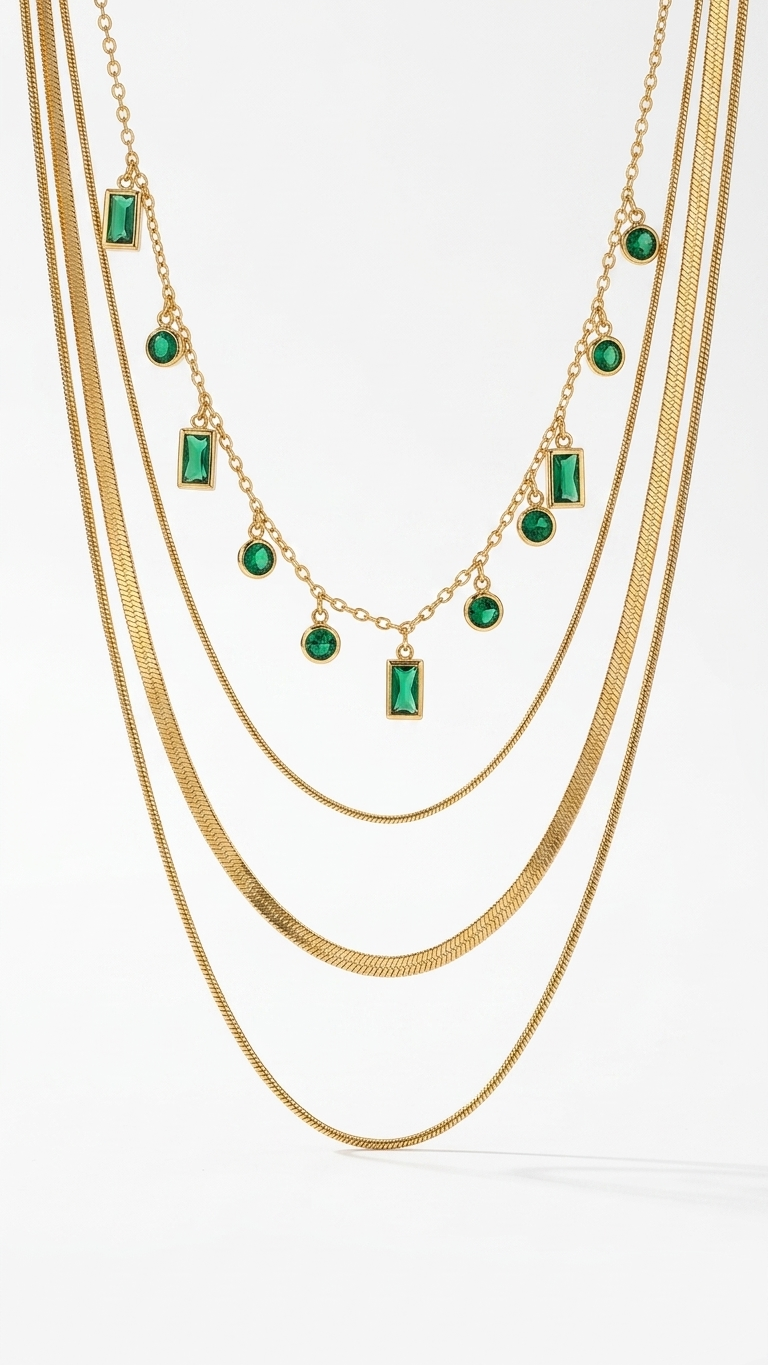 Opulent White Stone Set 18k Gold plated necklace