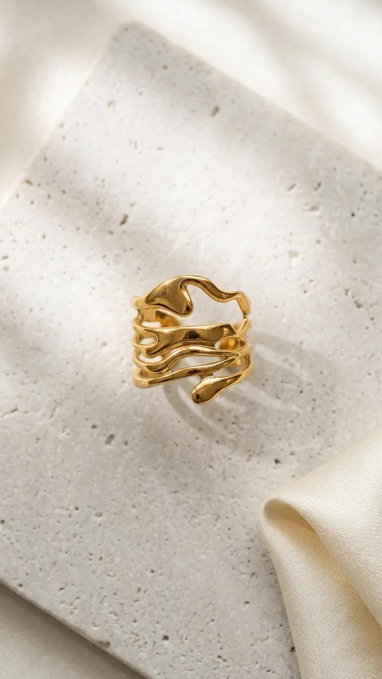 Wave Ring 18k Gold  plated