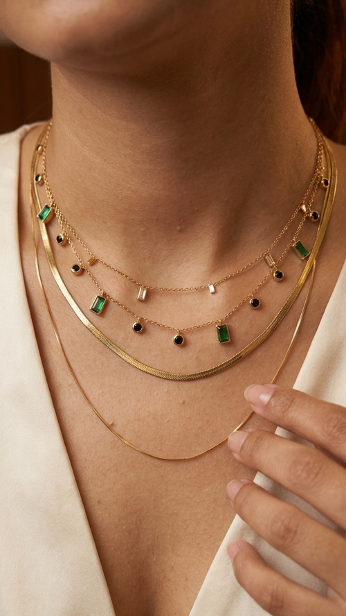 3 Tier Stella Layered Necklace Set 18k Gold plated
