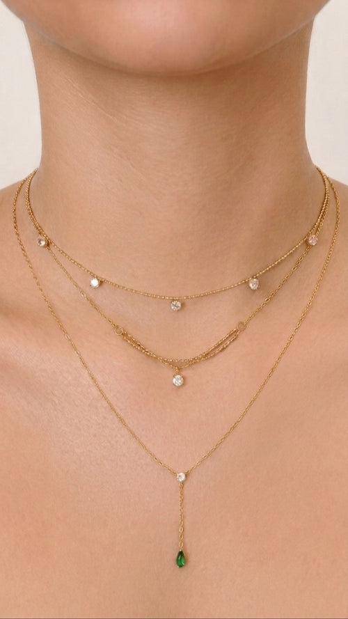 3 set Lariat Necklace18K Gold Plated