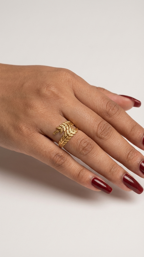 2 Layered leaf Ring 18k Gold plated