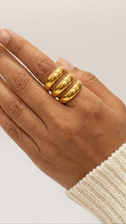 3 Layered Loop Ring 18k Gold Plated